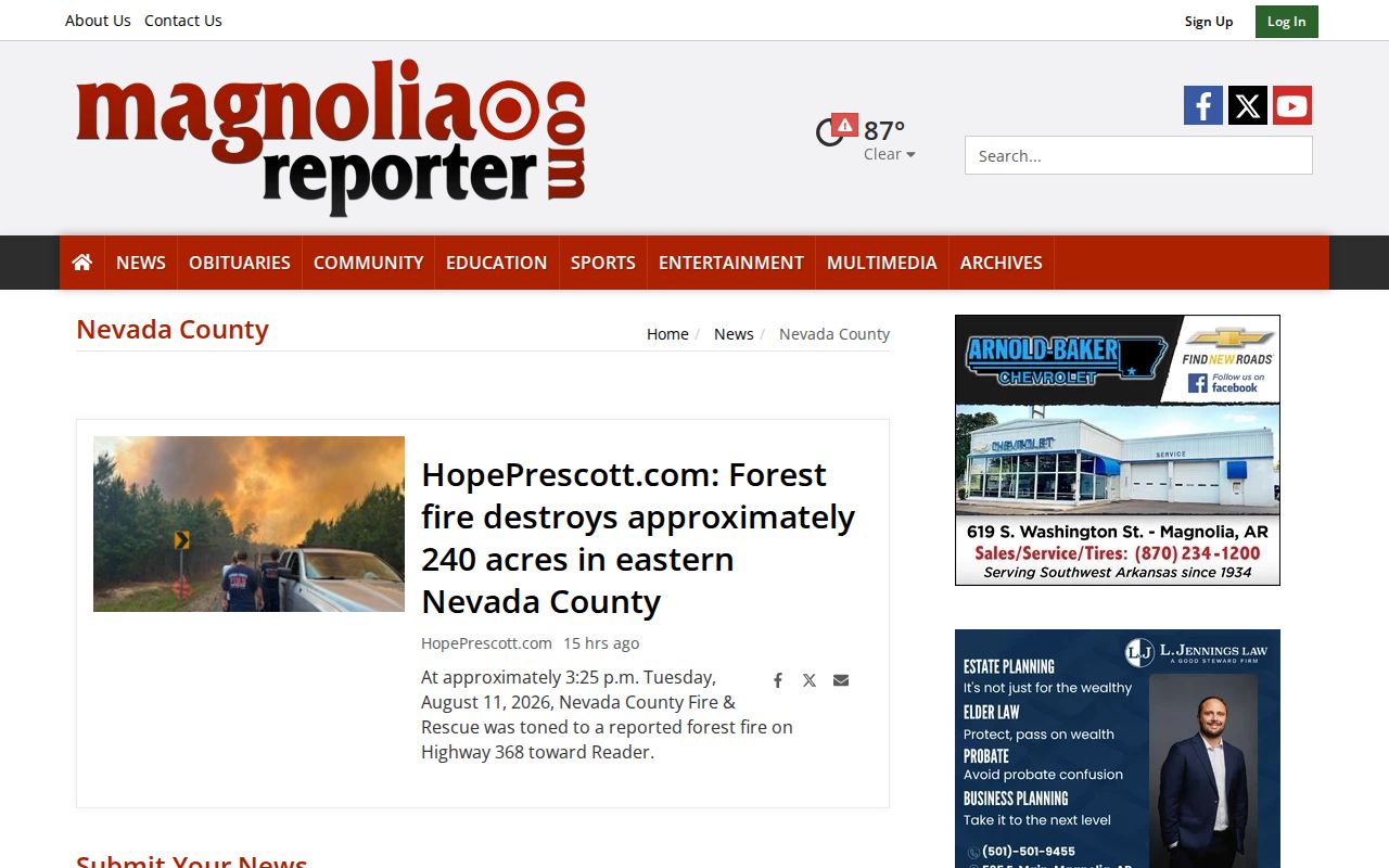 Nevada County regional crime news and arrest-record section on Magnolia Reporter